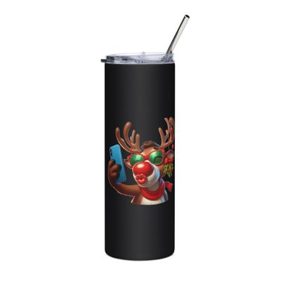 Funny Reindeer Selfie Stainless Steel Tumbler