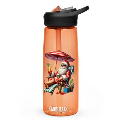Funny Santa Tropical Vacation Sports Water Bottle