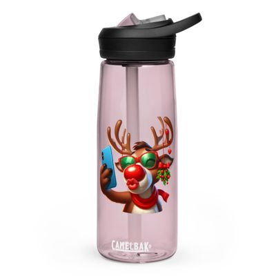 Funny Reindeer Selfie Sports Water Bottle