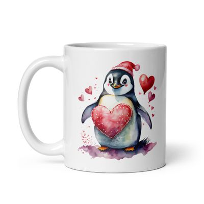 Valentine Love Penguin White Coffee Mug