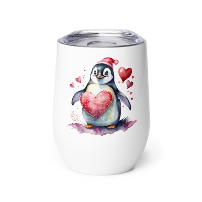 Valentine Love Penguin Wine Tumbler