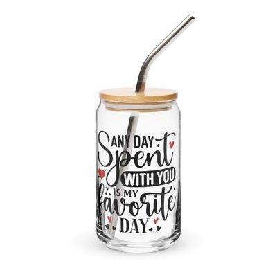 Valentine-Any Day Spent With You Is My Favorite Day Can-Shaped Glass