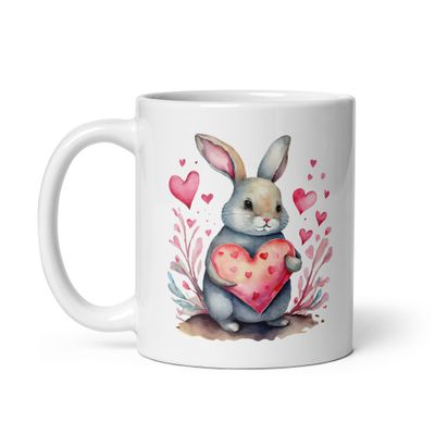 Valentine Rabbit White Coffee Mug