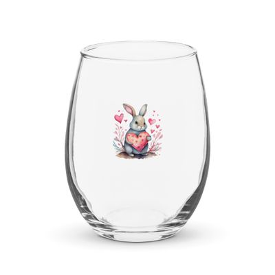 Valentine Rabbit Stemless Wine Glass