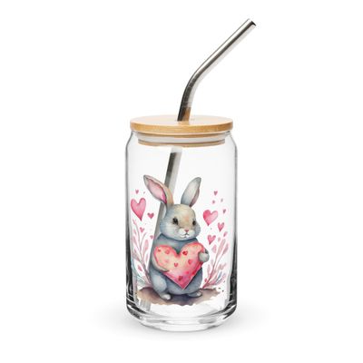 Valentine Rabbit Can-Shaped Glass
