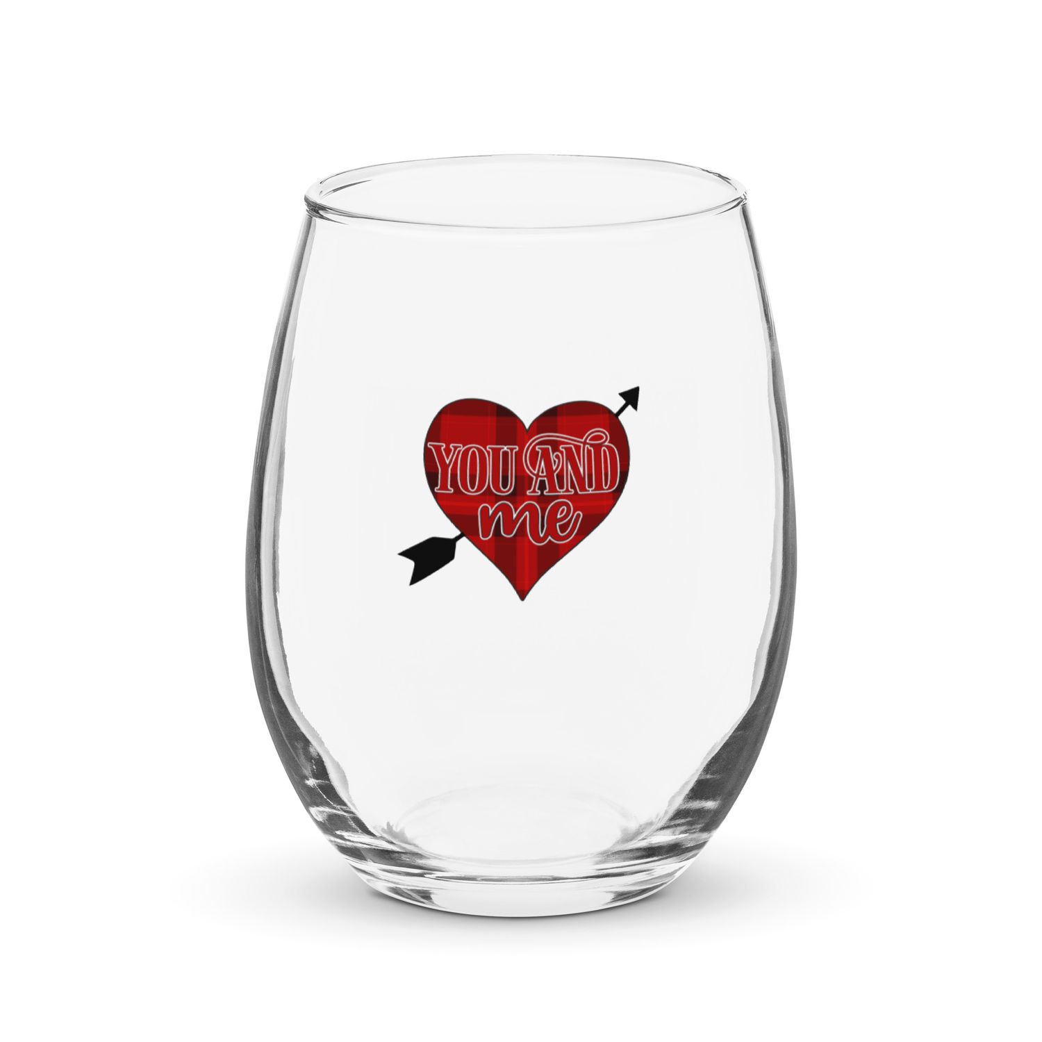 Valentine-You And Me Stemless Wine Glass