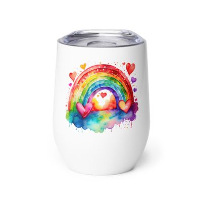 Valentine Love Rainbow Wine Tumbler