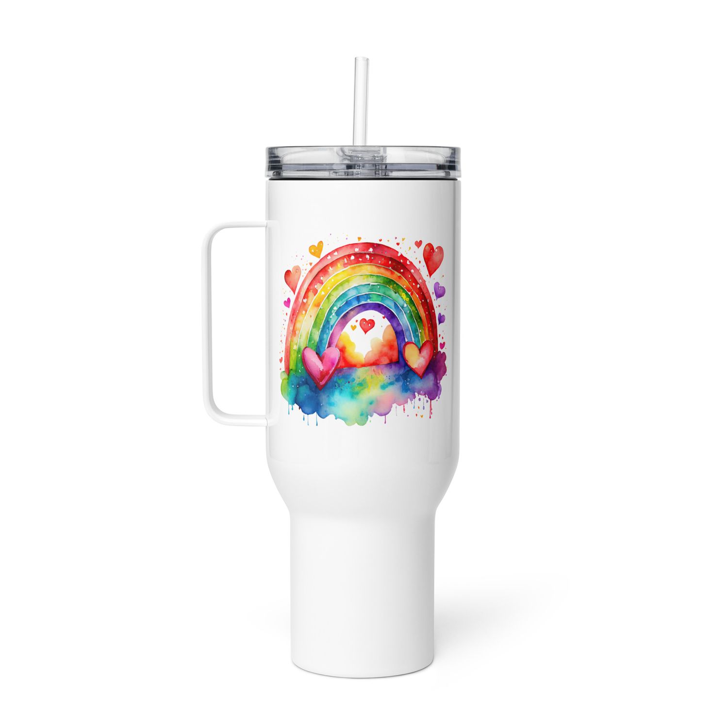 Valentine Love Rainbow Travel Mug with a Handle
