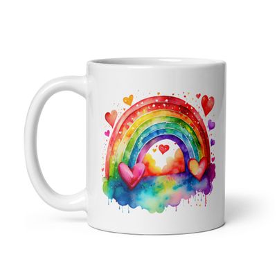Valentine Love Rainbow White Coffee Mug