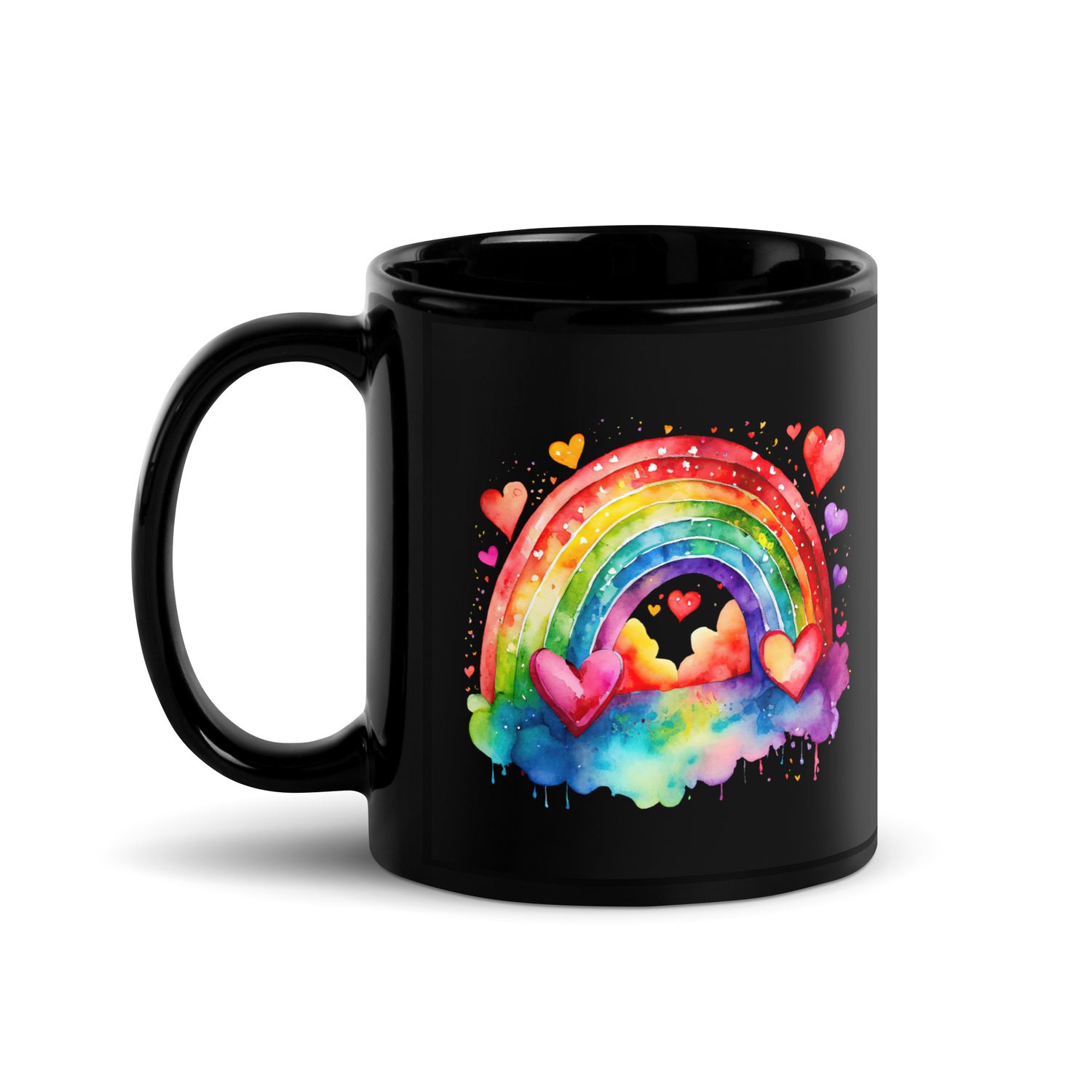 Valentine Love Rainbow Black Coffee Mug