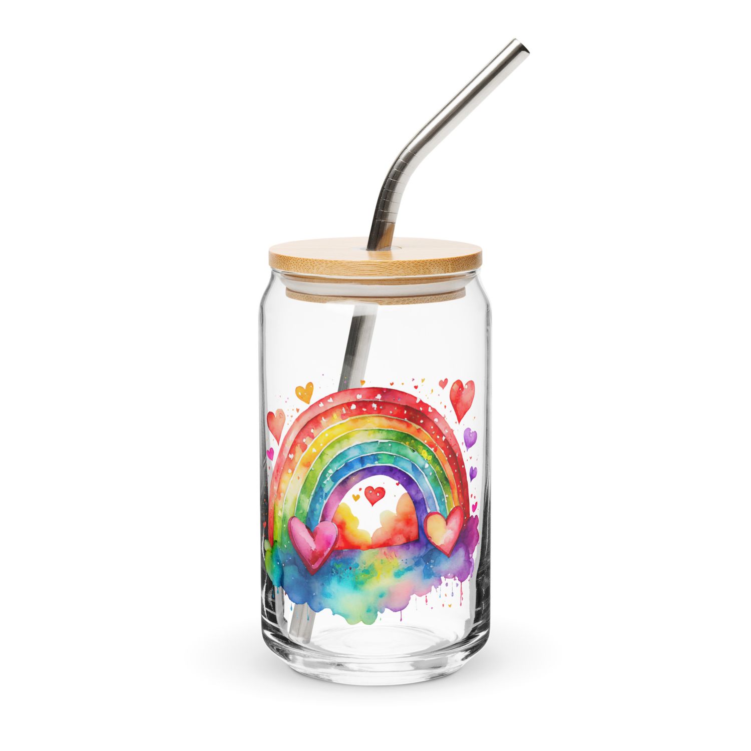 Valentine Love Rainbow Can-Shaped Glass