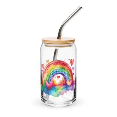 Valentine Love Rainbow Can-Shaped Glass