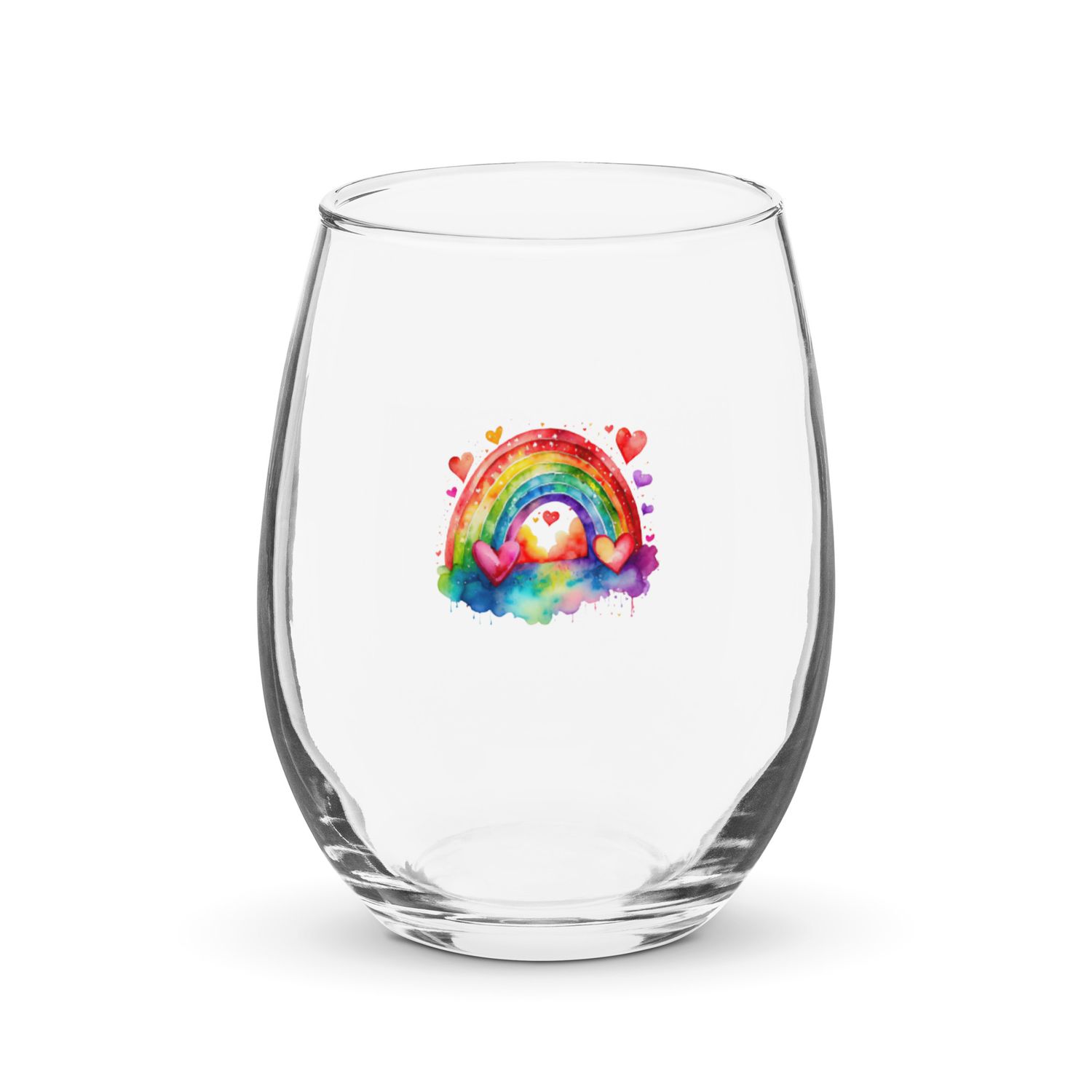 Valentine Love Rainbow Stemless Wine Glass