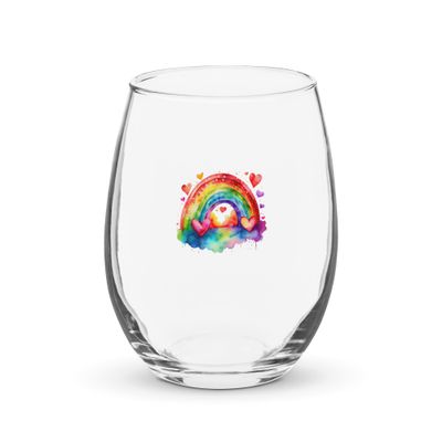 Valentine Love Rainbow Stemless Wine Glass