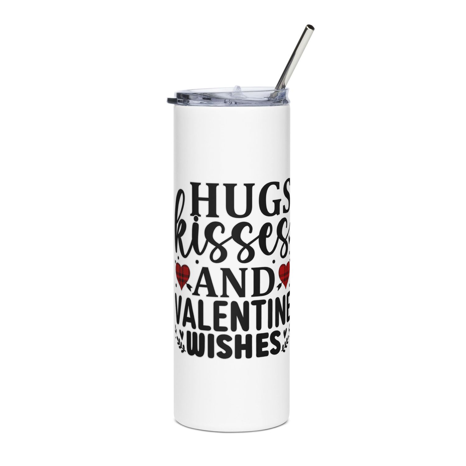 Valentine-Hugs Kisses And Valentine Wishes Stainless Steel Tumbler
