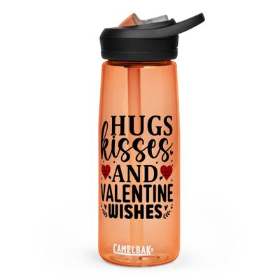 Valentine-Hugs Kisses And Valentine Wishes Sports Water Bottle