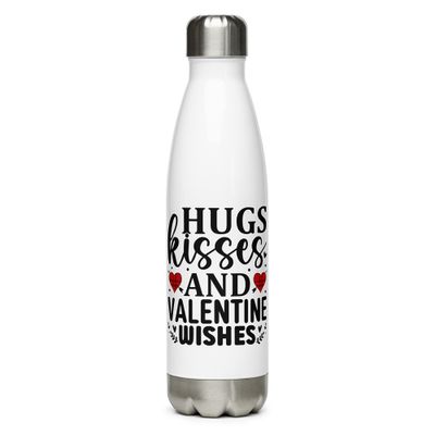 Valentine-Hugs Kisses And Valentine Wishes Stainless Steel Water Bottle
