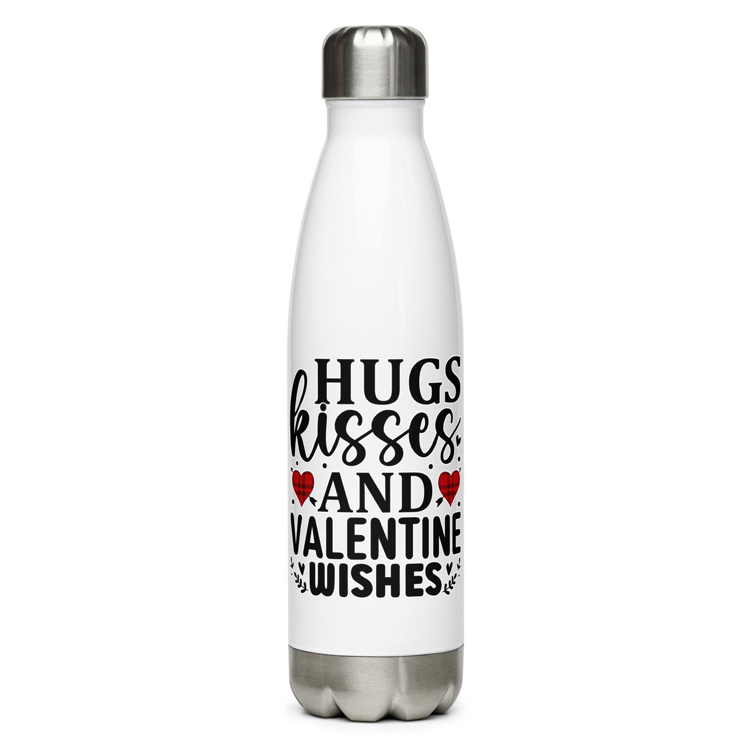 Valentine-Hugs Kisses And Valentine Wishes Stainless Steel Water Bottle