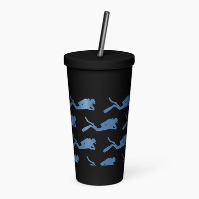 Insulated Tumblers with Straw Scuba Diving Designs
