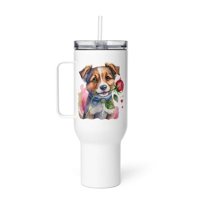 Cute Valentine Puppy Travel Mug with a Handle