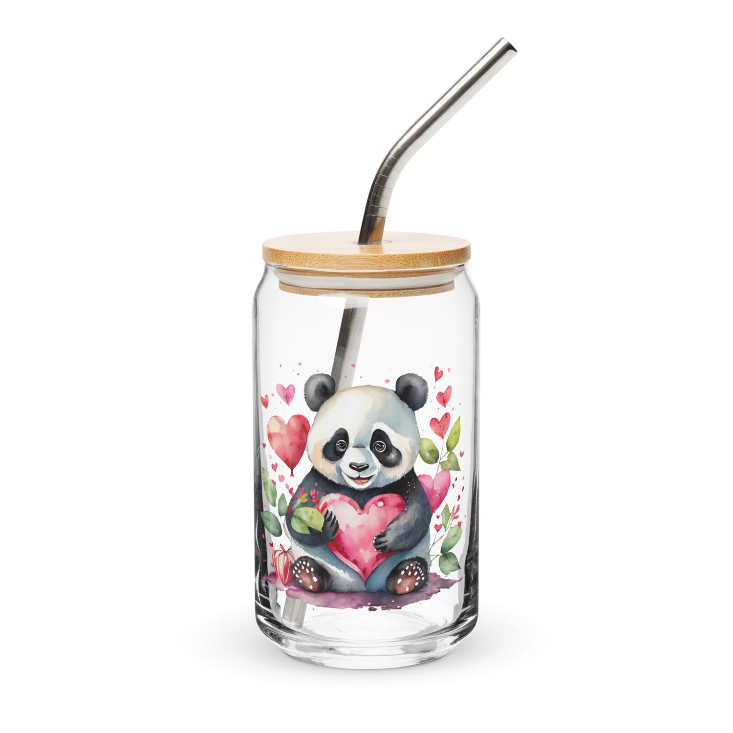 Cute Valentine Panda Can-Shaped Glass