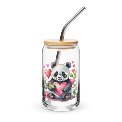 Cute Valentine Panda Can-Shaped Glass