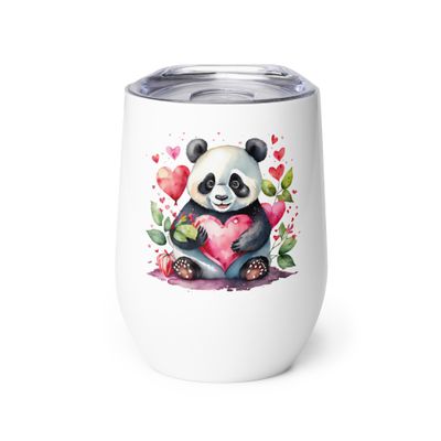 Cute Valentine Panda Wine Tumbler
