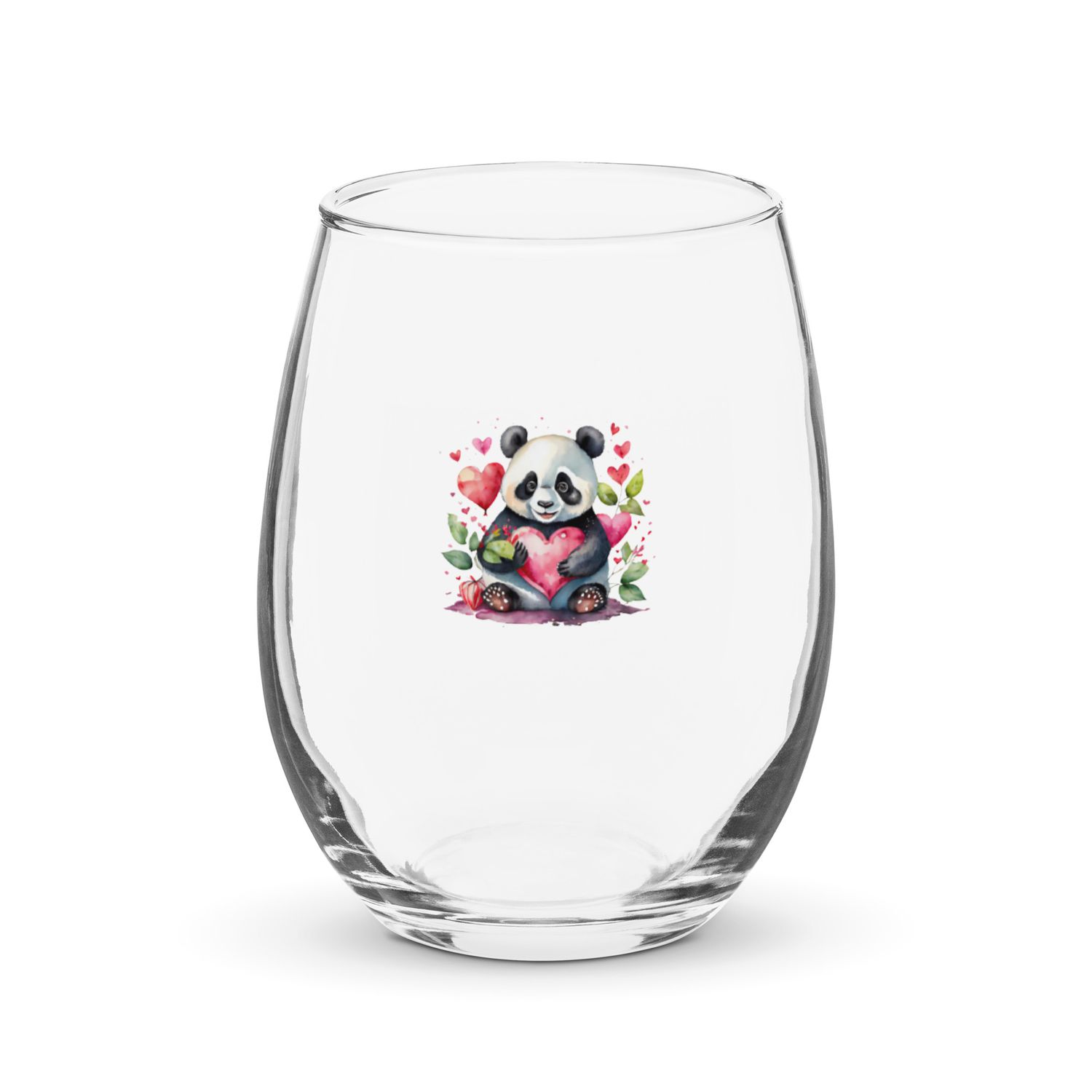 Cute Valentine Panda Stemless Wine Glass