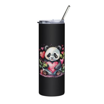 Cute Valentine Panda Stainless Steel Tumbler