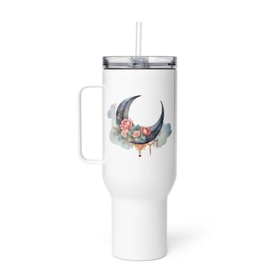 Valentine Moon and Roses Travel Mug with a Handle