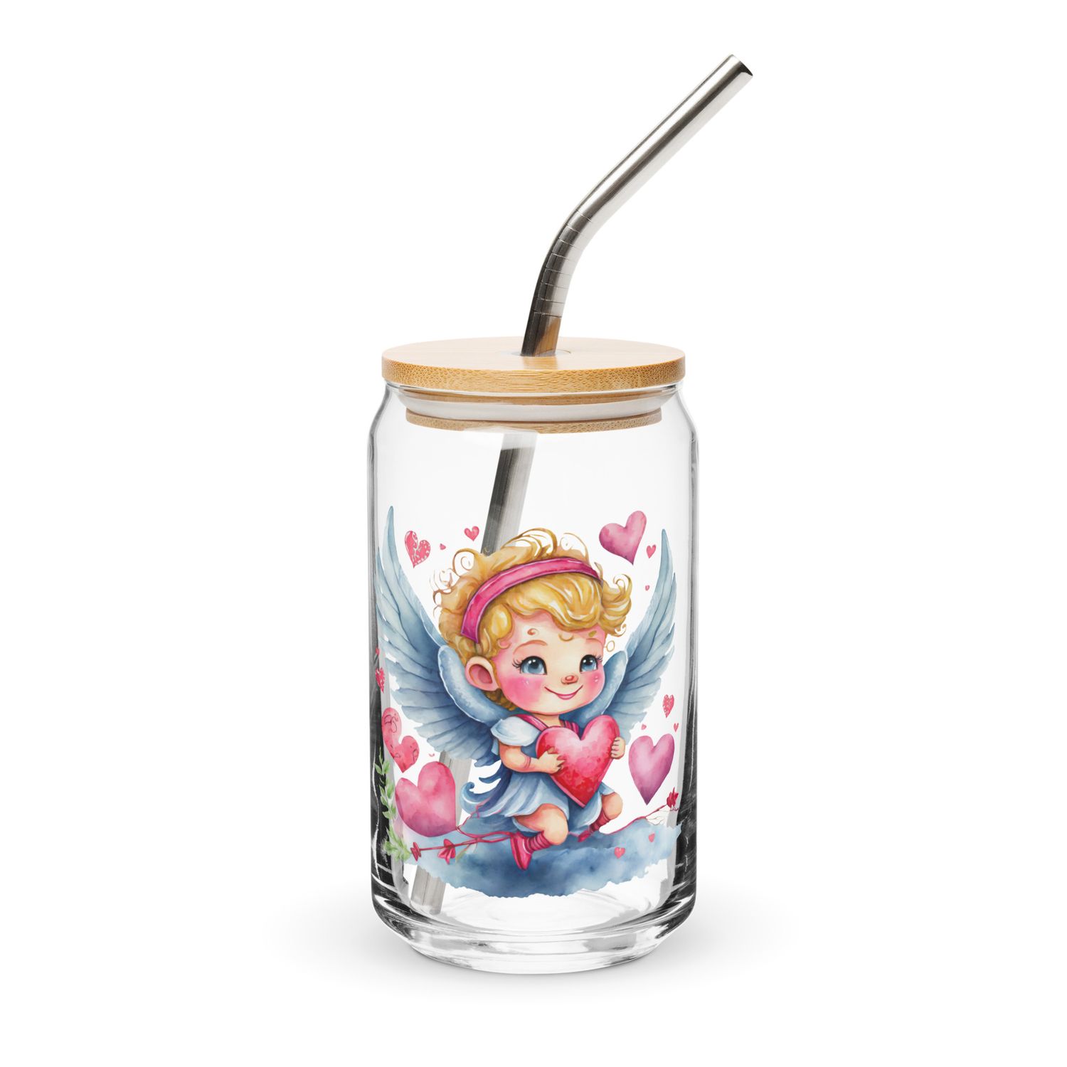 Valentine Angel Can-Shaped Glass