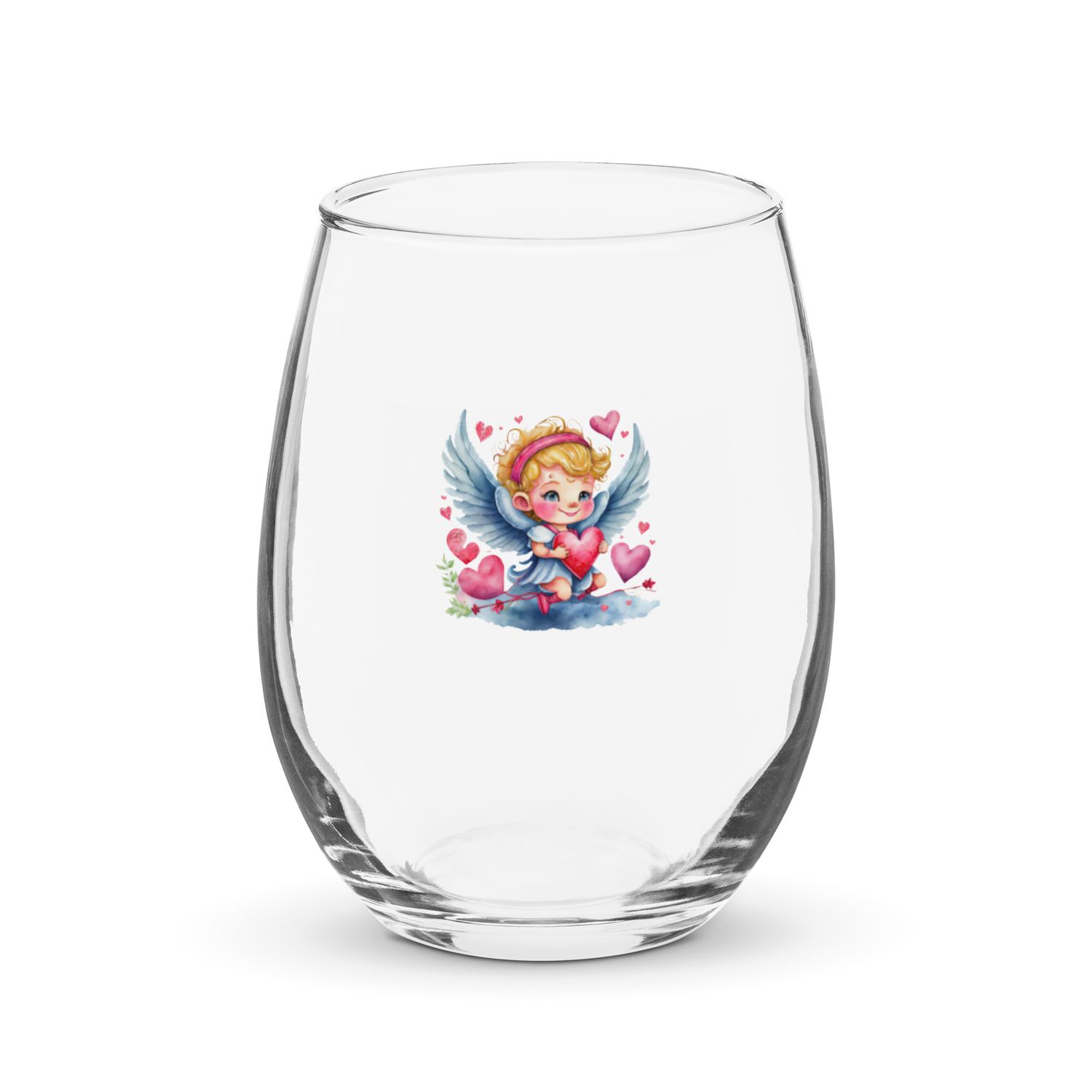 Valentine Angel Stemless Wine Glass