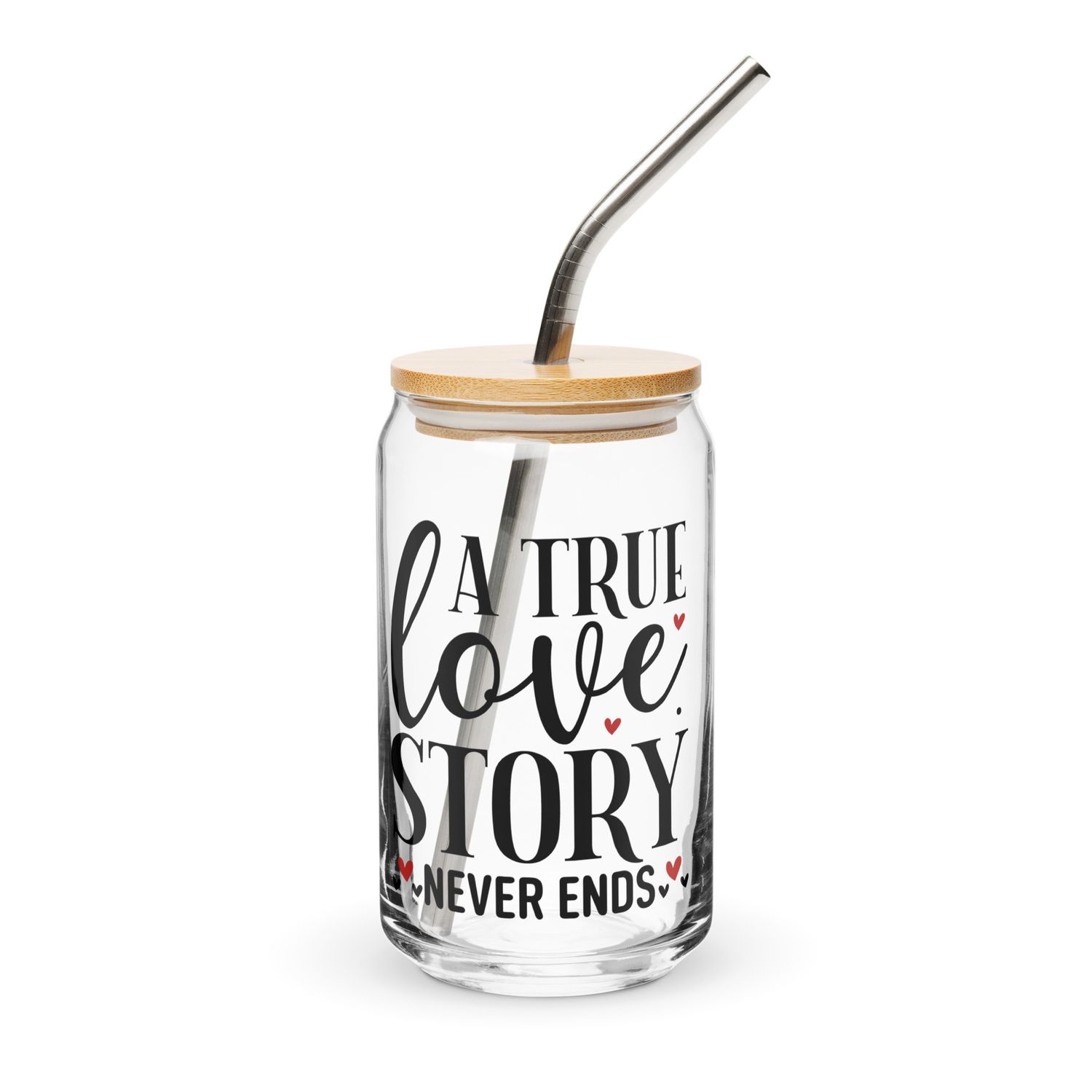 A True Love Story Never Ends Can-Shaped Glass