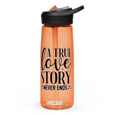 A True Love Story Never Ends Sports Water Bottle