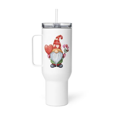 Valentine Gnome Travel Mug with a Handle