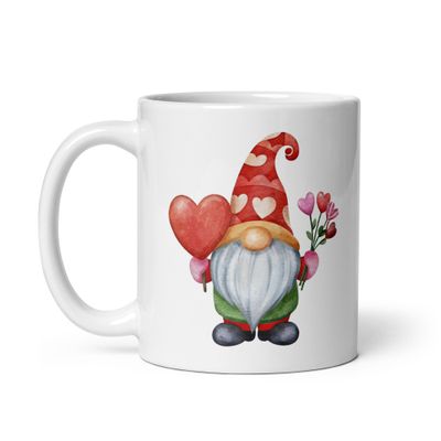 Valentine Gnome White Coffee Mug