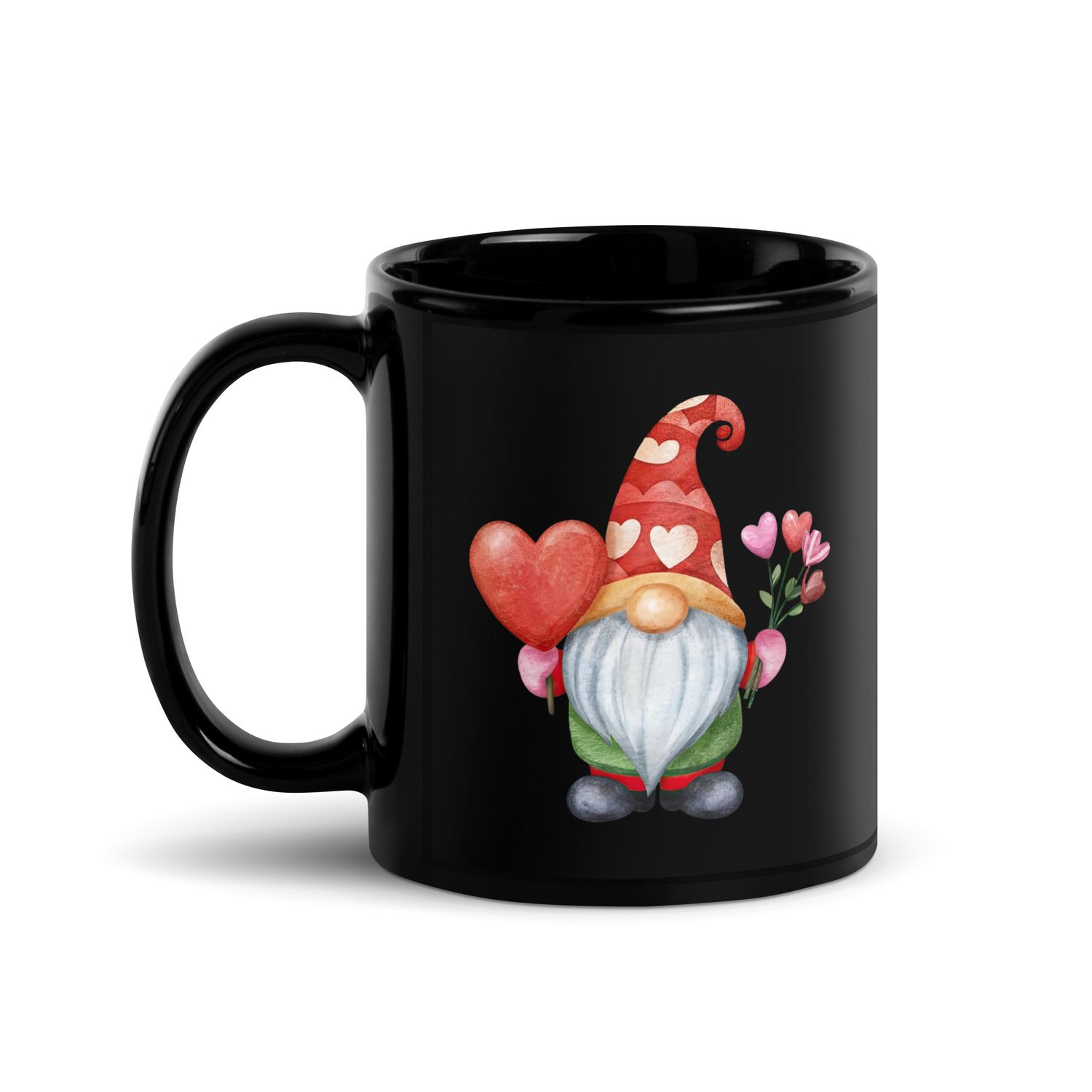 Valentine Gnome Black Coffee Mug