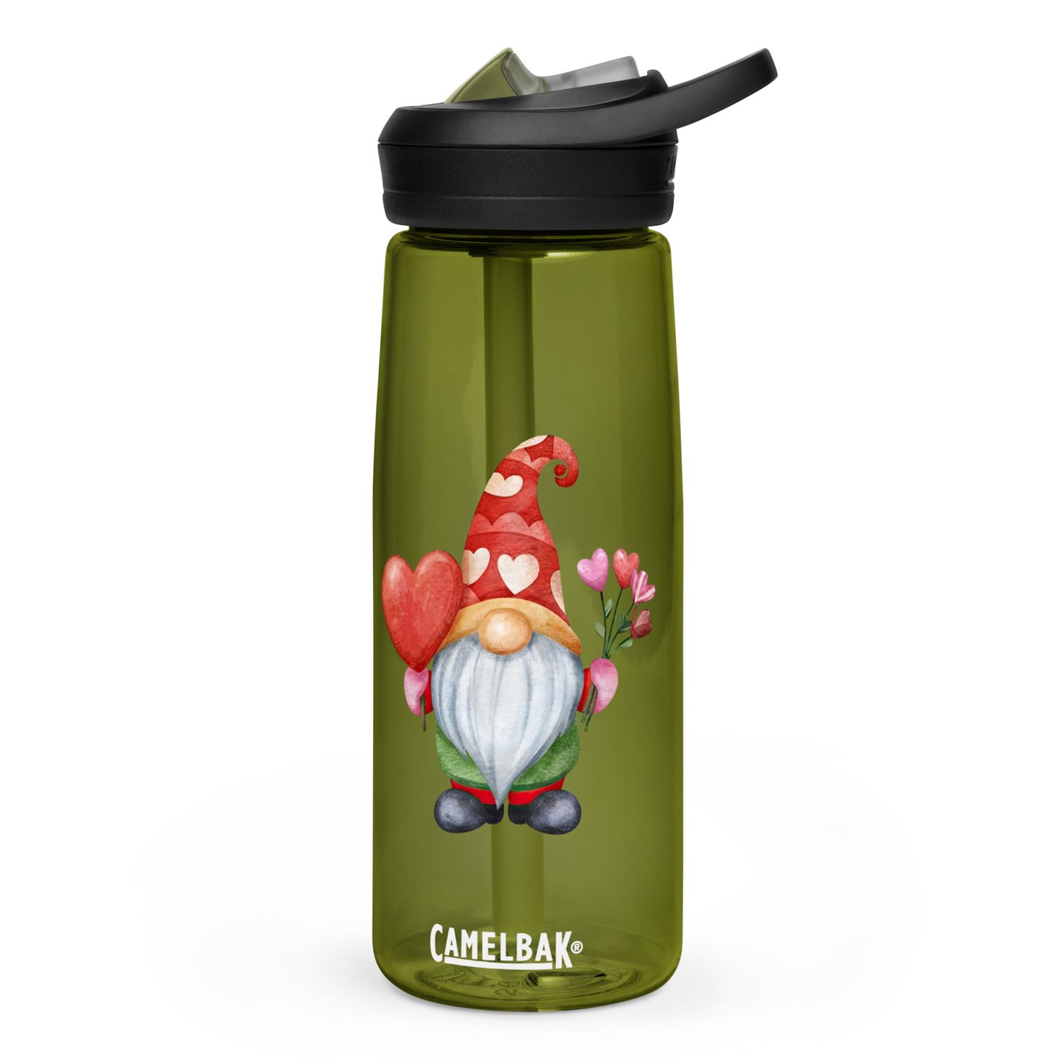 Valentine Gnome Sports Water Bottle