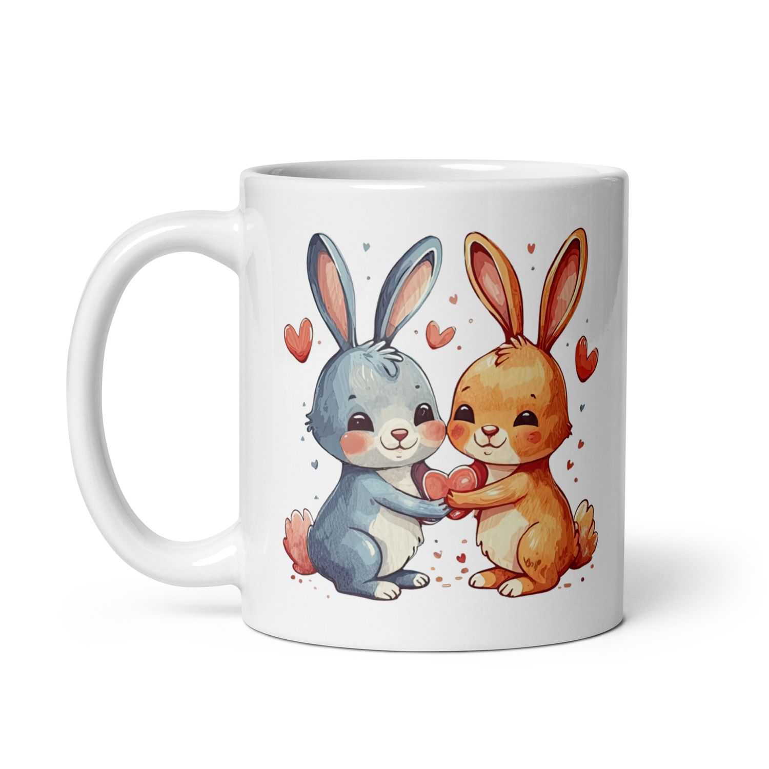 Valentine Love Rabbits White Coffee Mug