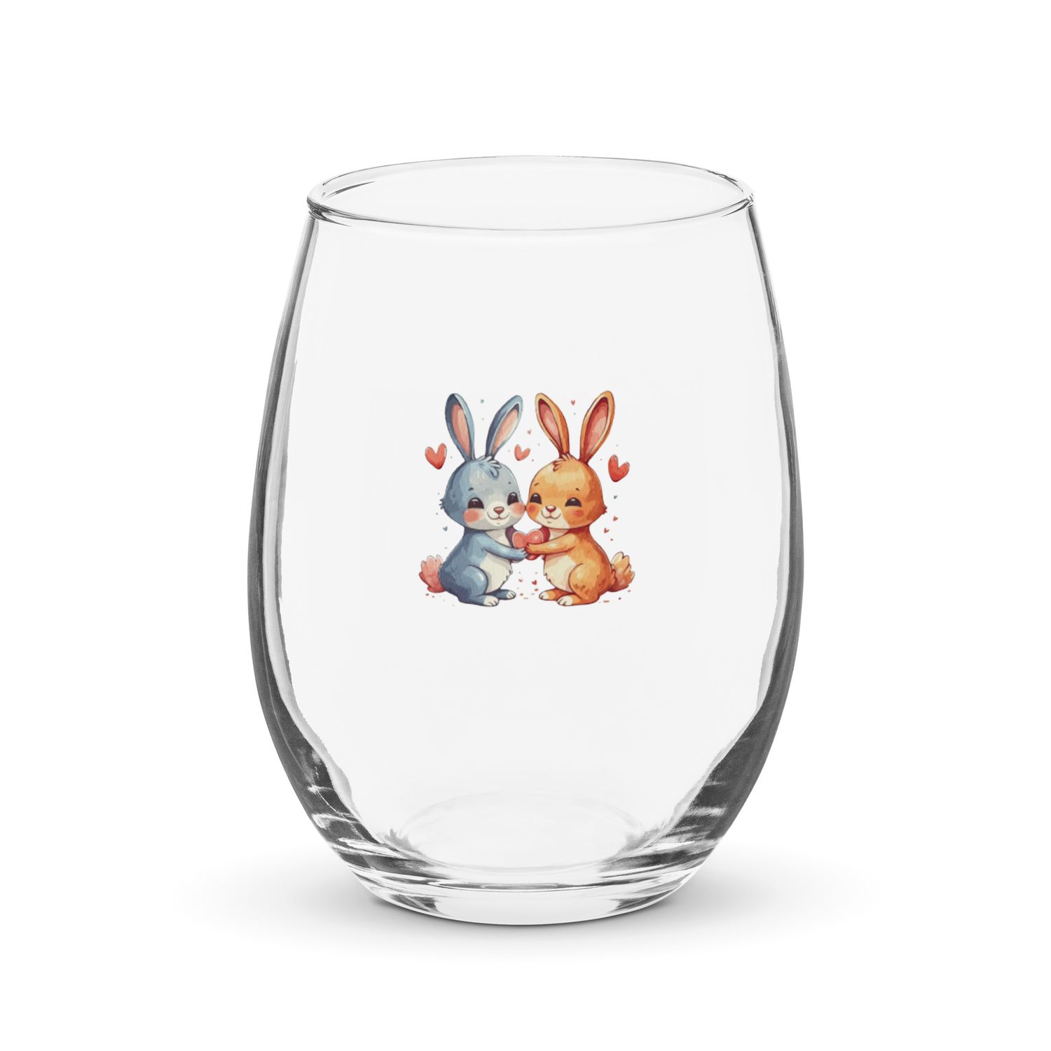 Valentine Love Rabbits Stemless Wine Glass