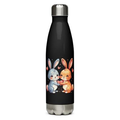 Valentine Love Rabbits Stainless Steel Water Bottle