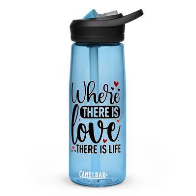 Valentine-Where There Is Love There Is Life Sports Water Bottle