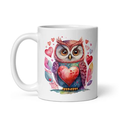 Valentine Love Owl White Coffee Mug