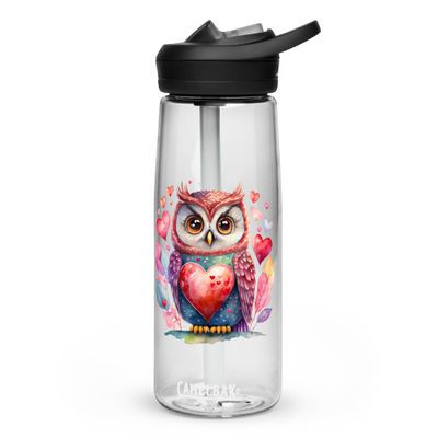 Valentine Love Owl Sports Water Bottle