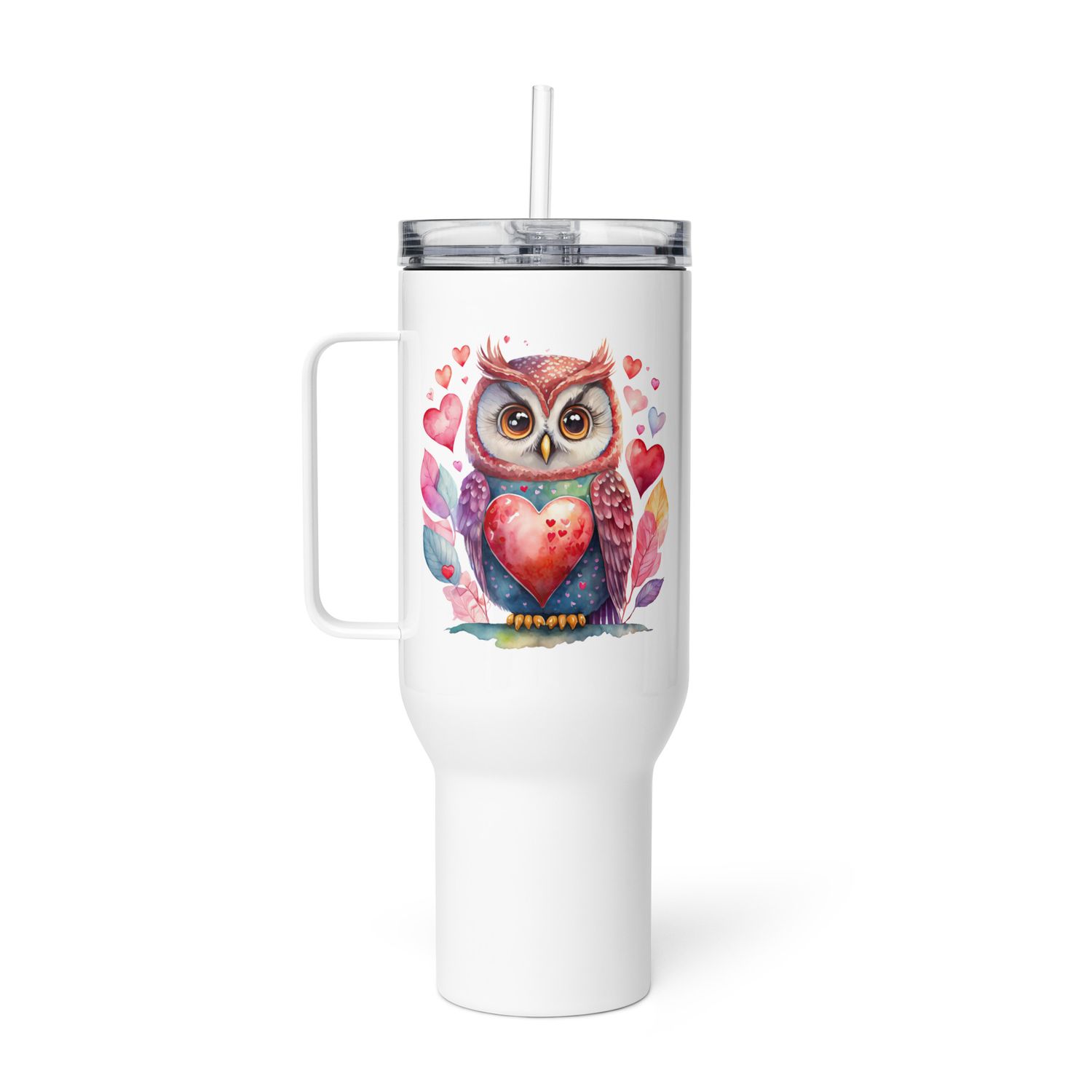 Valentine Love Owl Travel Mug with a Handle
