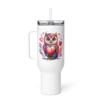 Valentine Love Owl Travel Mug with a Handle