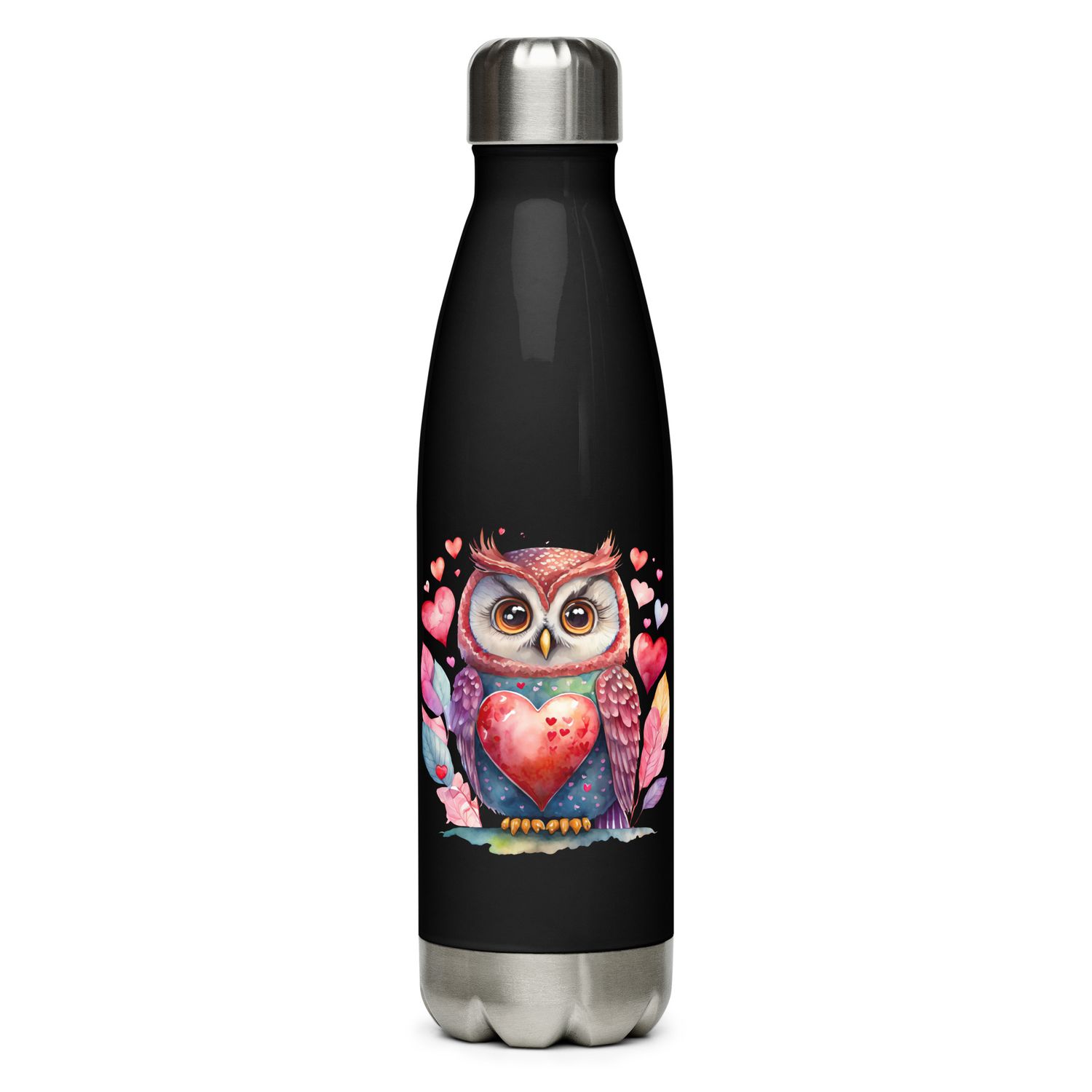 Valentine Love Owl Stainless Steel Water Bottle