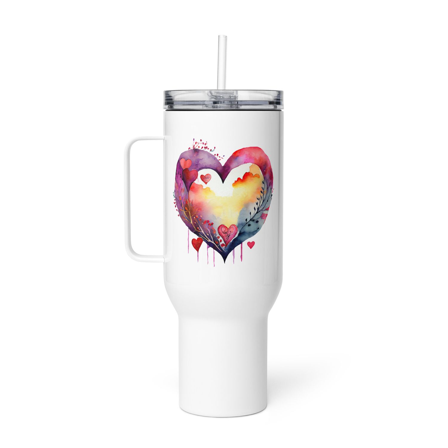 Valentine Love Heart Travel Mug with a Handle