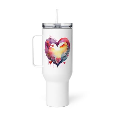Valentine Love Heart Travel Mug with a Handle