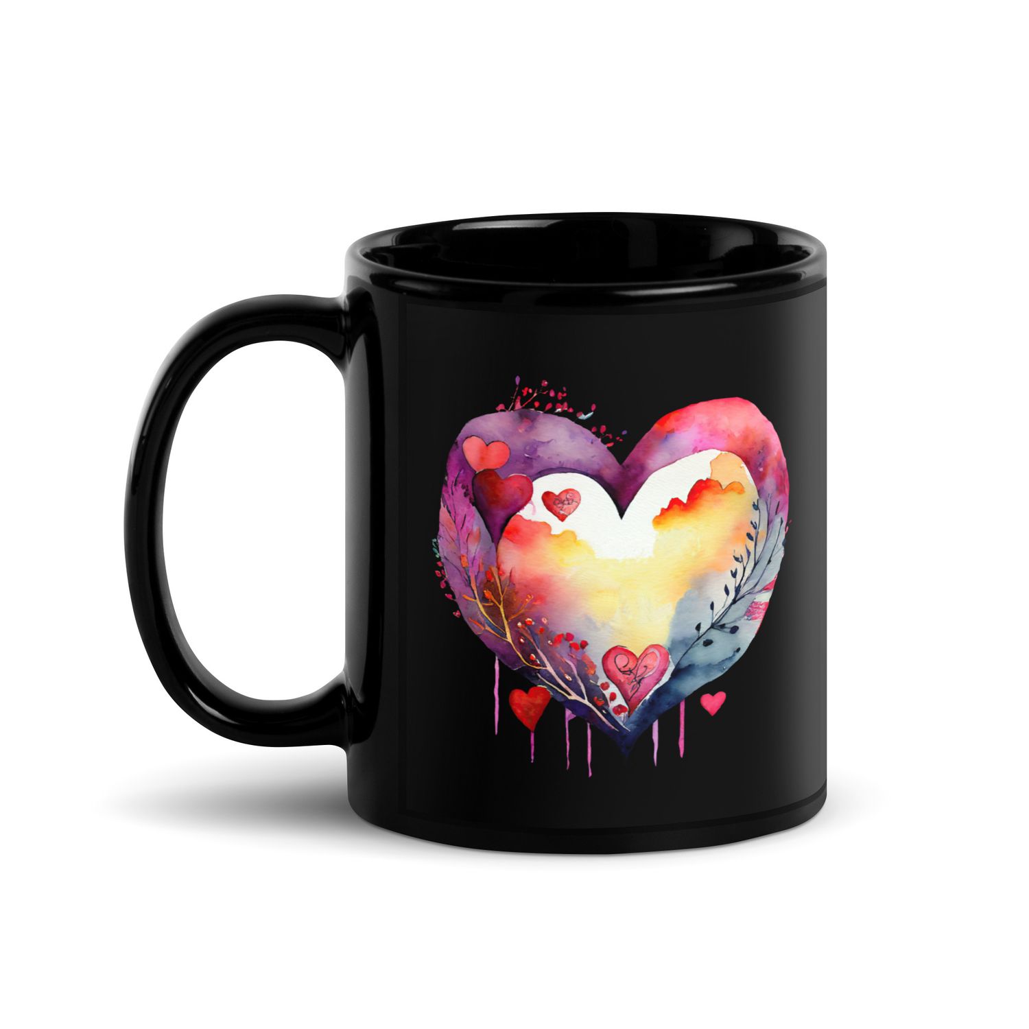 Valentine Love Heart Black Coffee Mug